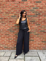 Black Wide Leg Pocket Trousers Claudia